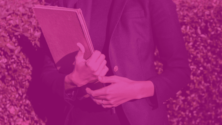 Person holding a notebook